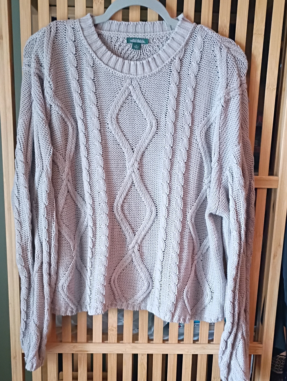 Wild Fable 100% Cotton Cable Knit Crewneck Pullover Sweater, Women's Medium